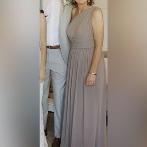 Watters Taupe One-Shoulder Dress